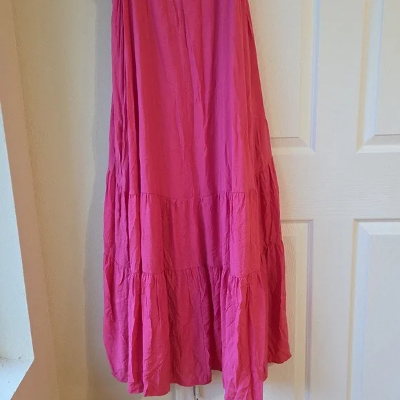 Maeve By Anthropologie Marlene Tiered Pink Maxi Dress Size L Sleeveless - Picture 10 of 10